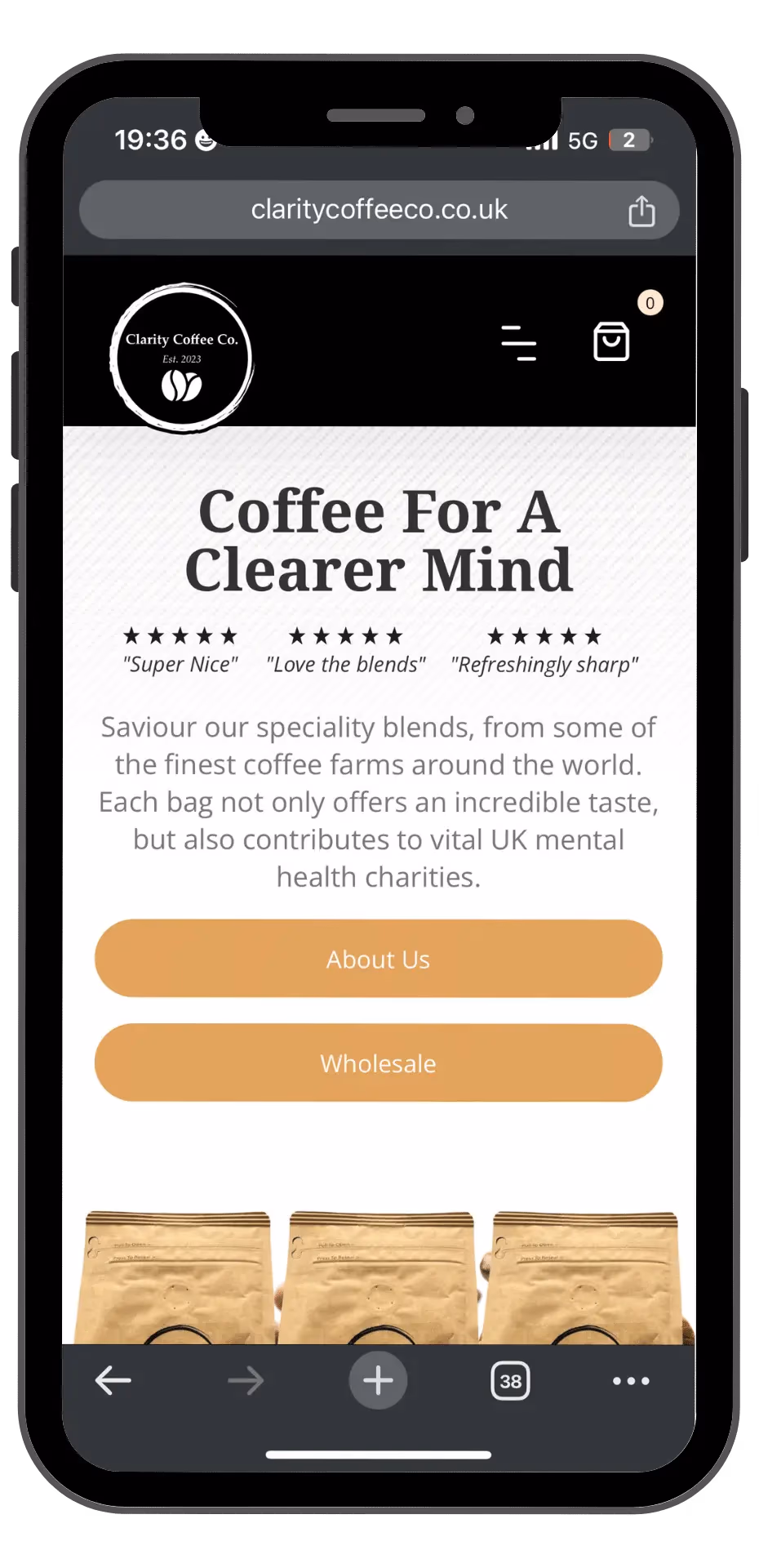 Clarity Coffee Co mobile view