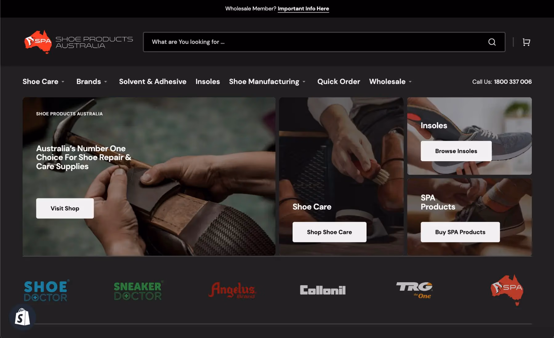 Shoe Products Australia desktop view