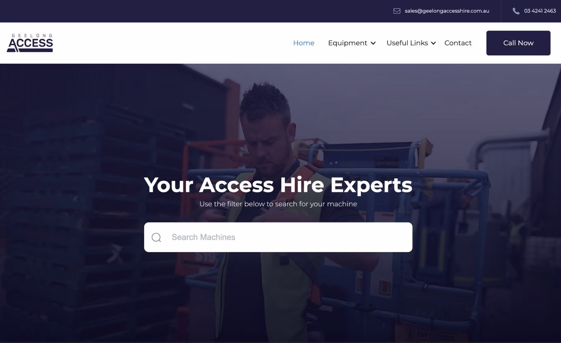 Geelong Access Hire desktop view