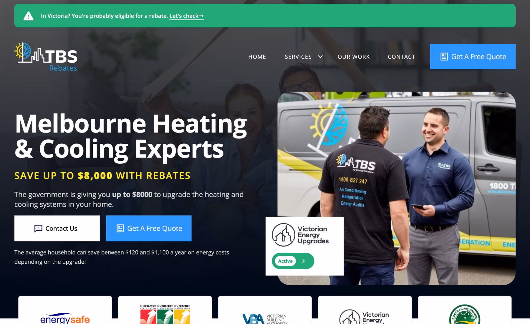 TBS Rebates desktop view