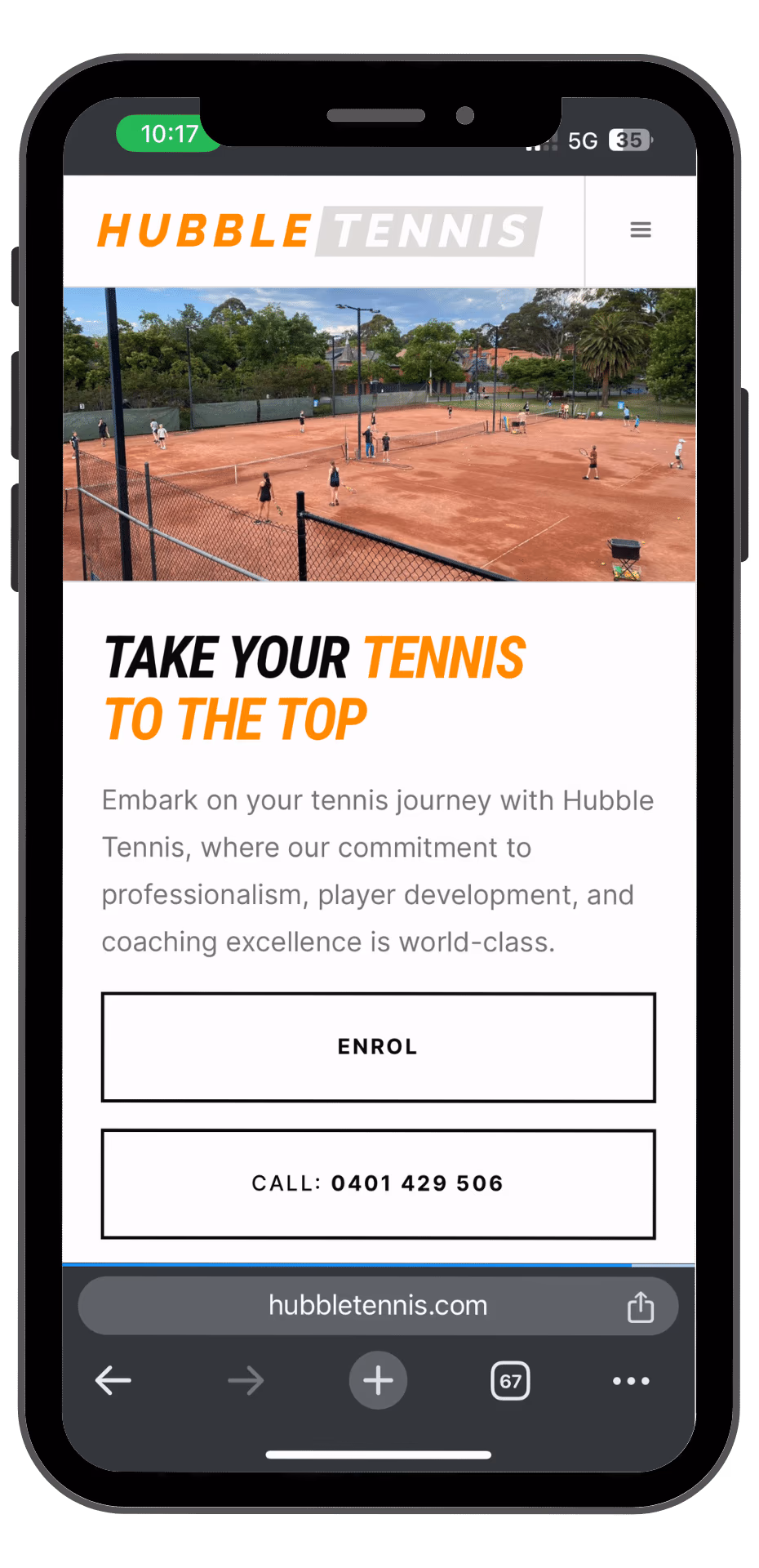 Hubble Tennis mobile view
