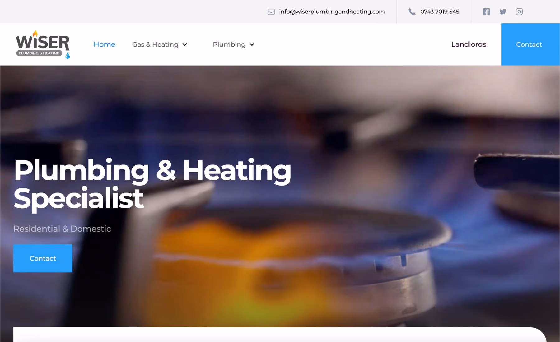 Wiser Plumbing & Heating desktop view