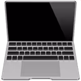 Open silver laptop with blank black screen and QWERTY keyboard.